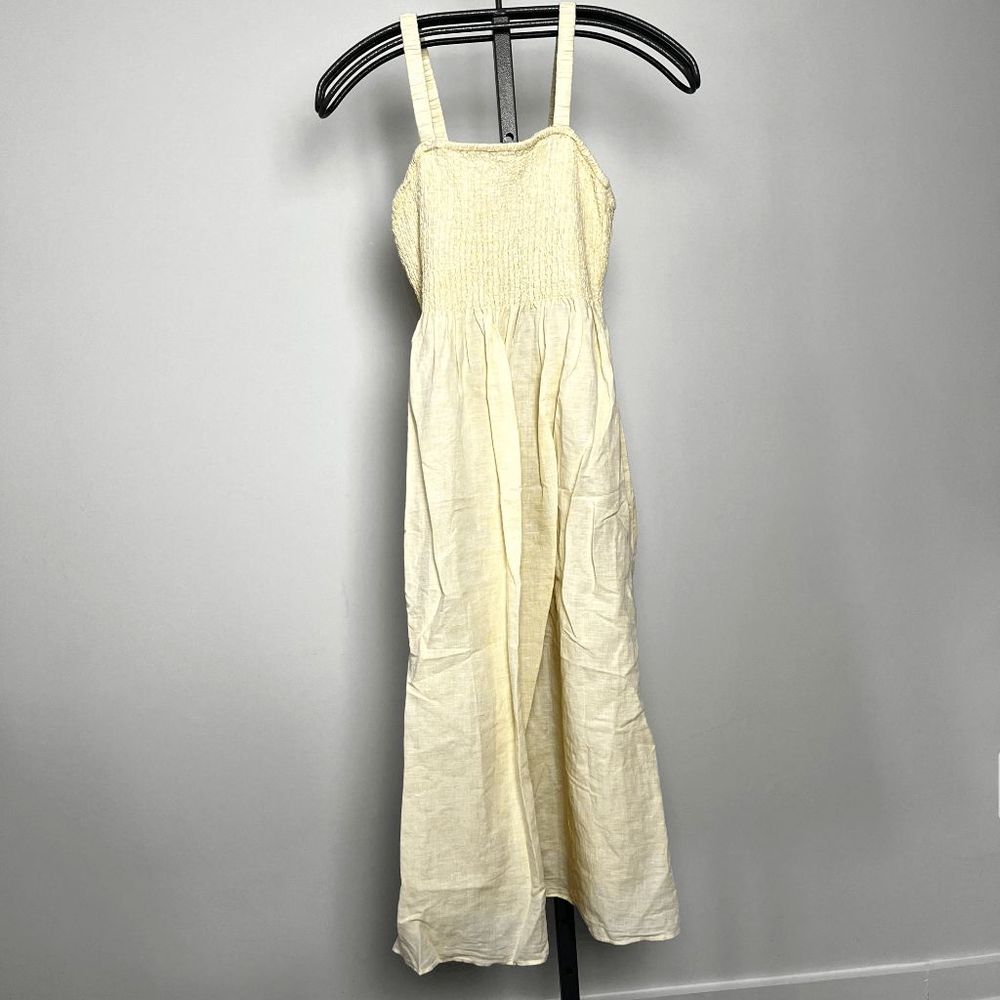 NWT J. Crew Smocked Beach Dress Linen Blend Size Small Wheat Color